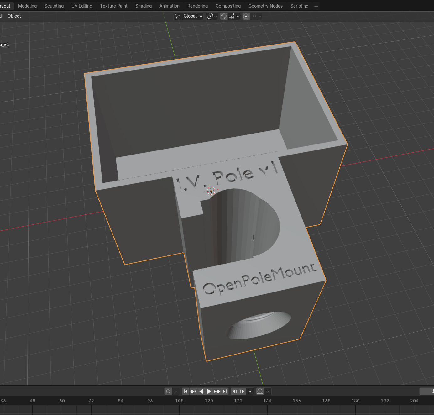 OpenPoleMount IV Pole Cradle v1 — 3D render