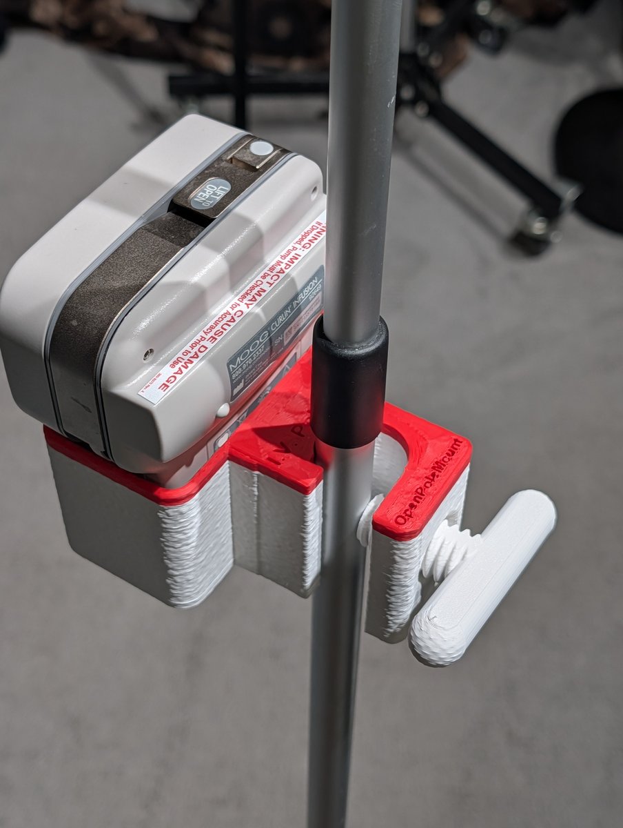 V3 mount rear view — pole clamp and thumbscrew